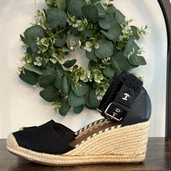 Sperry Black Espadrille Wedge Sandals - Picture 3 of 6